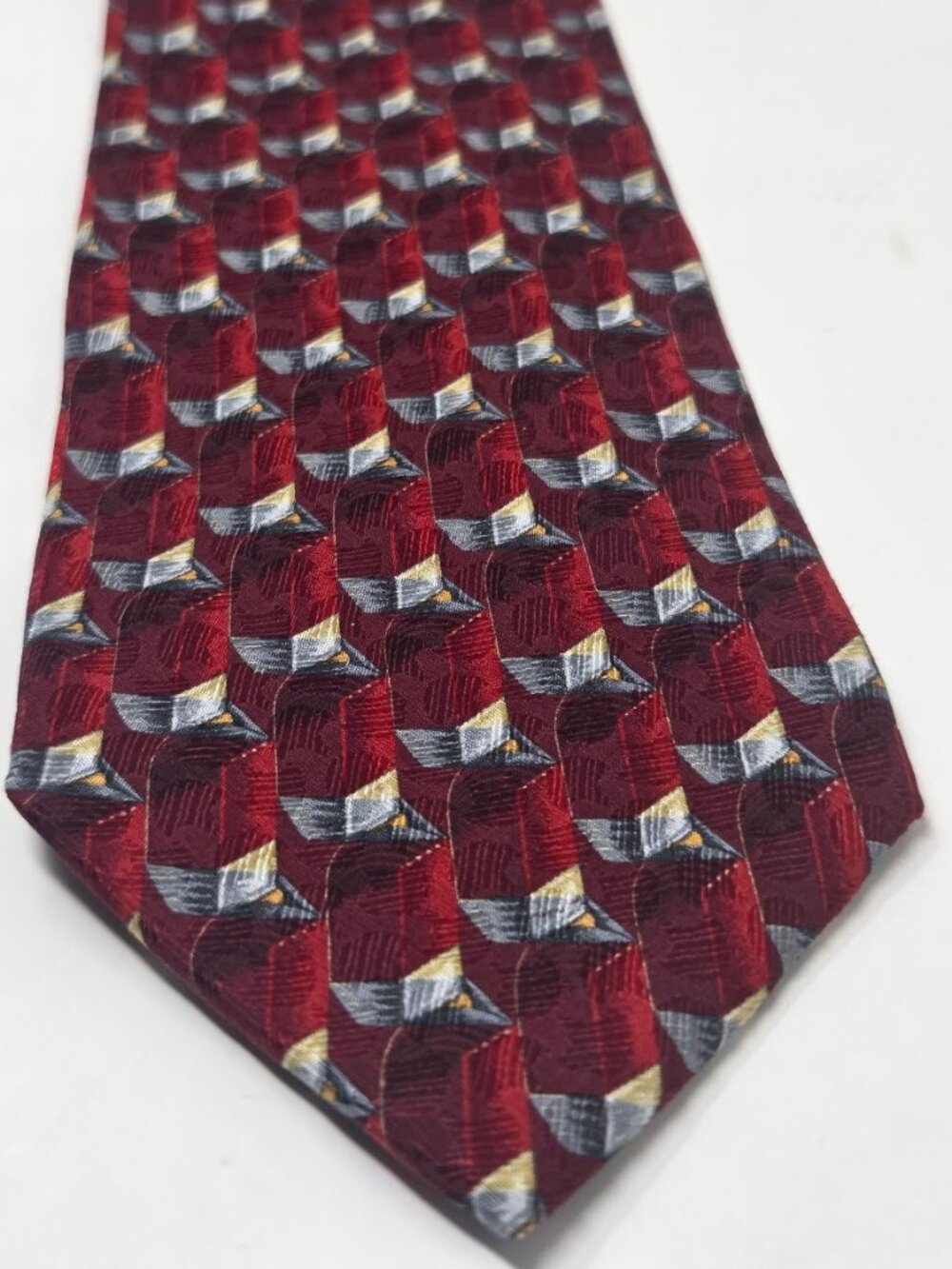 Daniel Cremieux Signature Collection Mens 59 Inch Burgundy Silk Geometric Tie